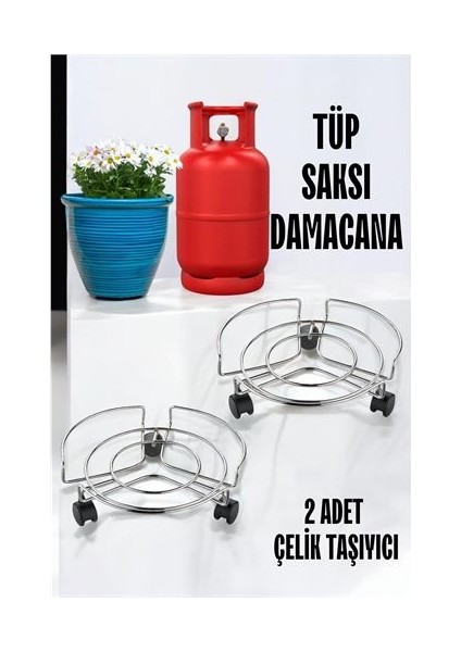 Saksı Tüp Damacana Altlığı Tekerlekli Taşıyıcı 2 Adet