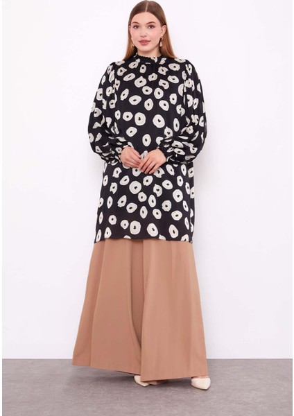 Siyah Yuvarlak Desenli Tunik fiyatları