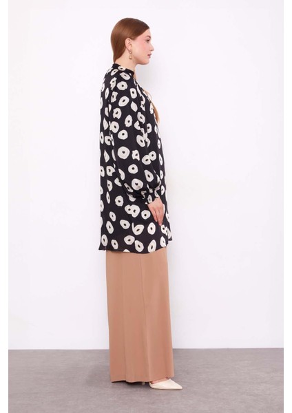 Siyah Yuvarlak Desenli Tunik modelleri