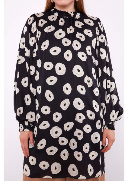 Siyah Yuvarlak Desenli Tunik indirimleri