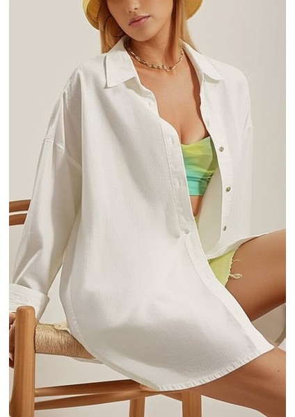 Kadın Uzun Kollu Oversize Gömlek fırsatları