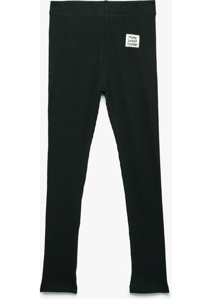 Pamuklu Kaşkorse Ribana Detaylı Bilek Boy Tayt