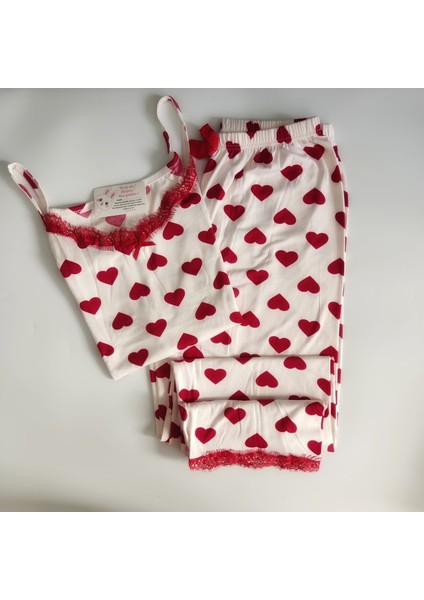 Kalp Desenli Milan Kumaş Kadın Pijama Takımı fiyatları
