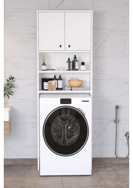 Plato Çamaşır Makinesi Dolabı 4 Raflı 2 Kapaklı Çamaşır Makinesi Dolabı Banyo Dolabı fiyatları