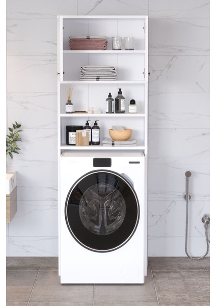 Plato Çamaşır Makinesi Dolabı 4 Raflı 2 Kapaklı Çamaşır Makinesi Dolabı Banyo Dolabı modelleri