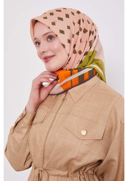 Yağ Yeşili Yaprak Desen Pamuk Eşarp modelleri