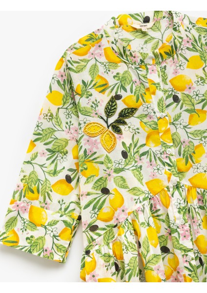 Pamuklu Boncuk Işlemeli Çiçekli Limon Desenli Plaj Elbisesi modelleri