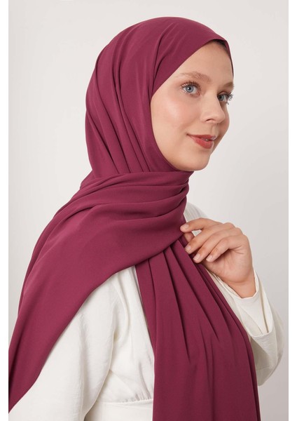 Patlıcan Moru Düz Medine Ipeği Şal