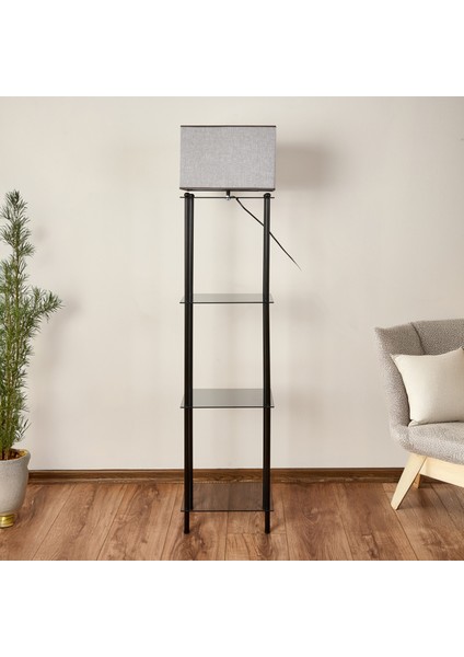 Lighting Lexington Cam Raflı Lambader - Siyah / Gri