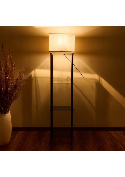 Lighting Lexington Cam Raflı Lambader - Siyah / Gri fiyatları