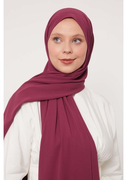 Patlıcan Moru Düz Medine Ipeği Şal modelleri