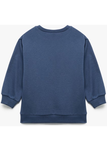 Şardonlu Uzun Kollu Ayıcık Baskılı Bisiklet Yaka Sweatshirt fiyatları