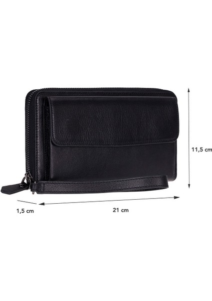 Aristo Hakiki Deri, El Yapımı, Telefon Bölmeli, Erkek El Çantası, Kömür Siyah fırsatları