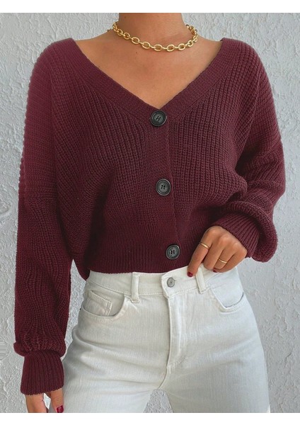Kadın Uzun Kollu Üç Düğmeli Triko Hırka indirimleri