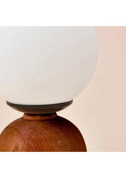 Lighting Opal Cam Top Abajur - Ceviz / Beyaz - 26X15X15 cm modelleri