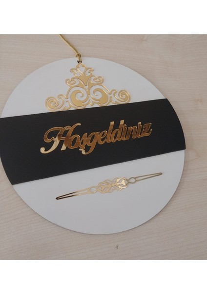 Desenli Hoşgeldiniz Yazılı Aynalı Pleksi Ahşap Kapı Süsü modelleri