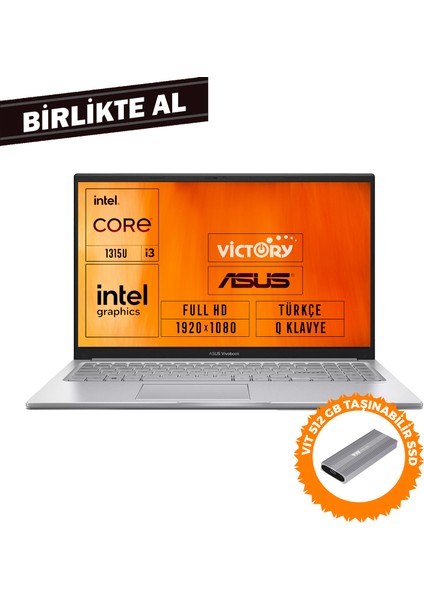 Vivobook 15 I3-1315U 12GB 512GB SSD 15.6" Fhd Windows 11 Pro Taşınabilir Bilgisayar + Vıt 512 GB SSD X1504VA-NJ2379 036 fiyatları