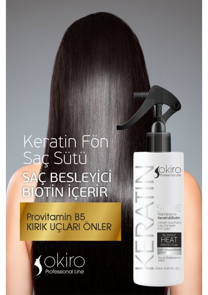 Besleyici Onarıcı Düzleştirici Keratin ve Biotinli Saç Fön Sütü 250 Ml. indirimleri