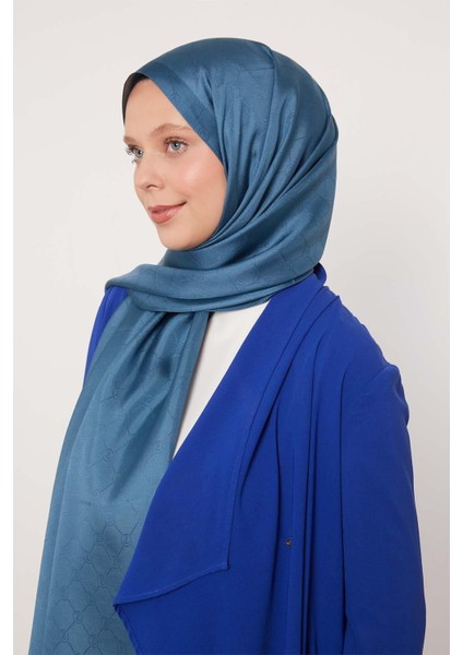 Petrol Yeşili Petek Desen Monogram Ipek Şal fiyatları