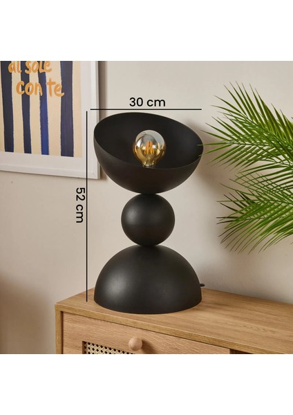 Lighting Büyük Boy 3 Katlı Metal Masaüstü Abajur - Siyah fırsatları