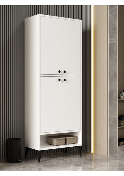 KuzeyLife Stepra 4 Kapaklı 9 Raflı Çok Amaçlı Dolap – Ayakkabılık & Kiler Dolabı