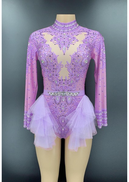 Dantel Bodysuit, Dansçı Body, Dansçı Kostüm, Mesh Ruffles Latin Dans Kostümü, Dansçı Mayosu indirimleri