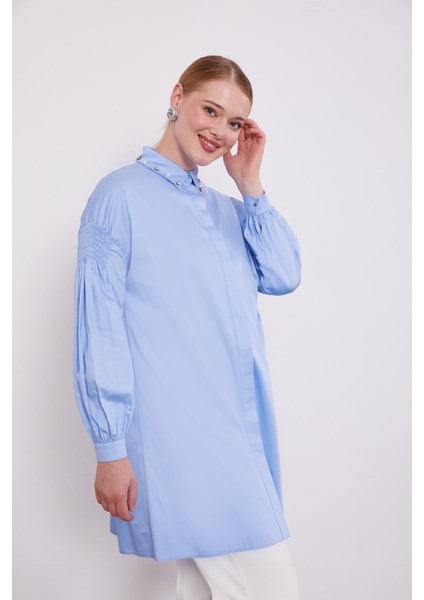 Mavi Işleme Detaylı Gömlek modelleri