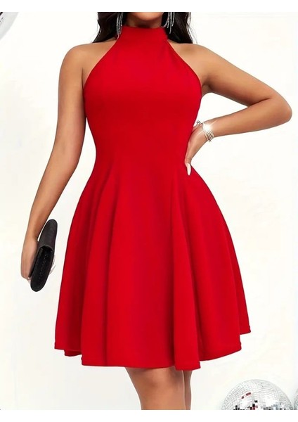 Kadın Omuzlardan Açık Daire Yakalı Janjan Krep Elbise fiyatları