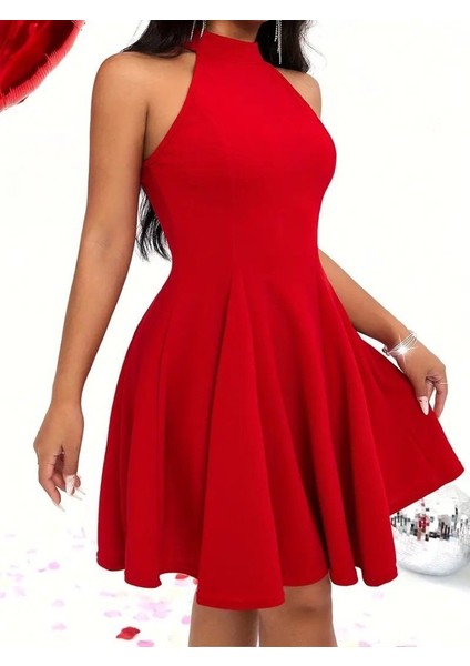 Kadın Omuzlardan Açık Daire Yakalı Janjan Krep Elbise indirimleri