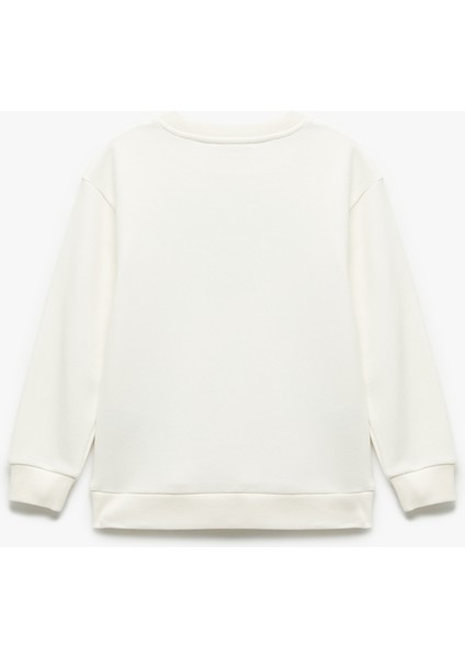 Oversize Uzun Kollu Bisiklet Yaka Şardonlu Baskılı Sweatshirt fiyatları