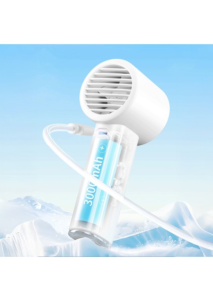 WI-FS016 Dijital LED Göstergeli Soğutucu El Fanı Beyaz