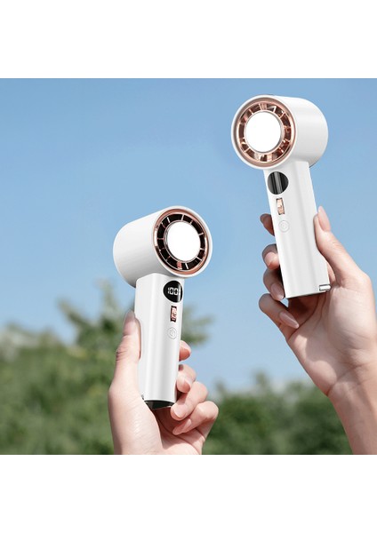 WI-FS016 Dijital LED Göstergeli Soğutucu El Fanı Beyaz