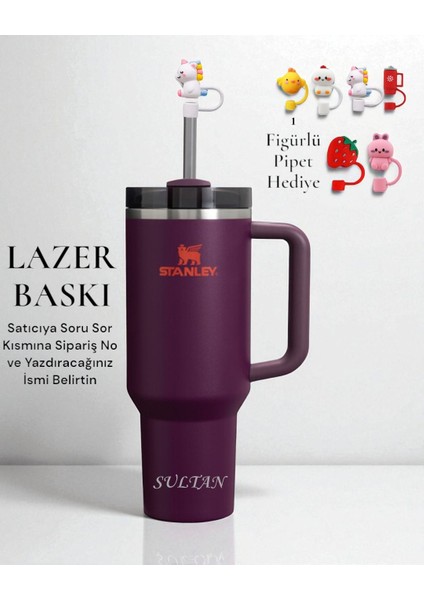 Kişiselleştirilebilir Stanley Quencher Pipetli Termos Bardak 1.18 Lt Özel Isimli/ Tasarımlı