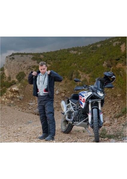 Hakuna Matata 3 Adventure Korumalı Motosiklet Montu (Kısa) Gri Mavi indirimleri