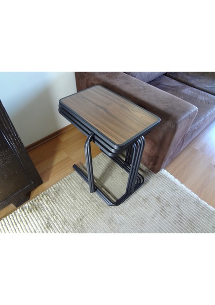 Zigon Sehpa Aynı Ebatta Yan Sehpa Laptop Servis Sehpası C Sehpa 3'lü Ceviz