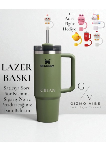 Kişiselleştirilebilir Stanley Quencher Pipetli Termos Bardak 1.18 Lt Özel Isimli