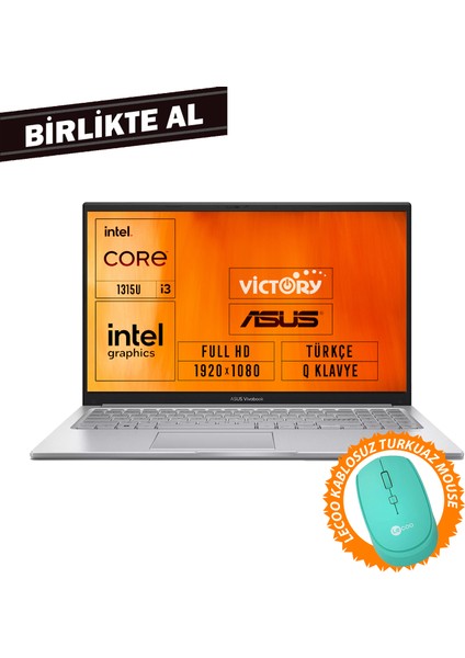 Vivobook 15 I3-1315U 12GB 512GB SSD 15.6" Fhd Windows 11 Pro Taşınabilir Bilgisayar + Mouse X1504VA-NJ2379 035 fiyatları