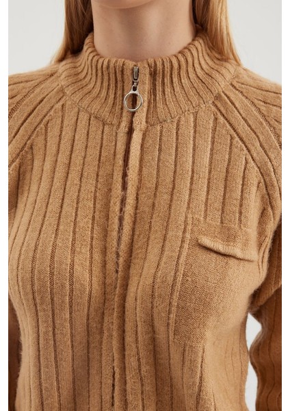 15880 Fermuarlı Triko Hırka - Bisküvi fırsatları