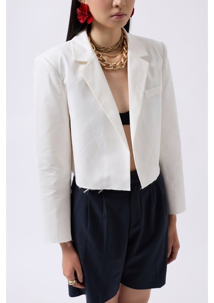 Crop Keten Blazer Ceket fırsatları