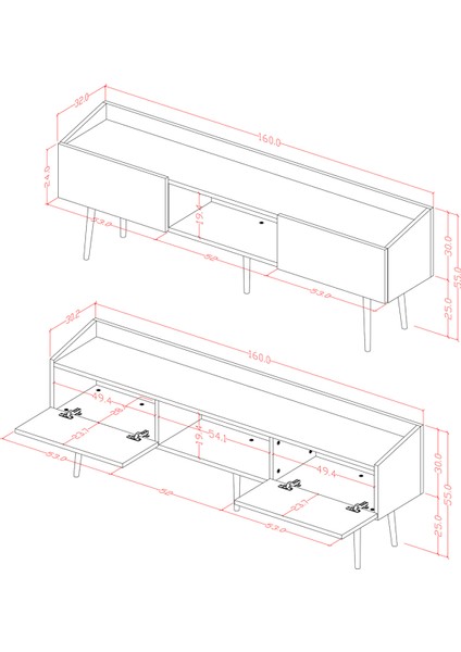 %100 Mdflam Tv Ünitesi Tv Sehpası T-28 modelleri