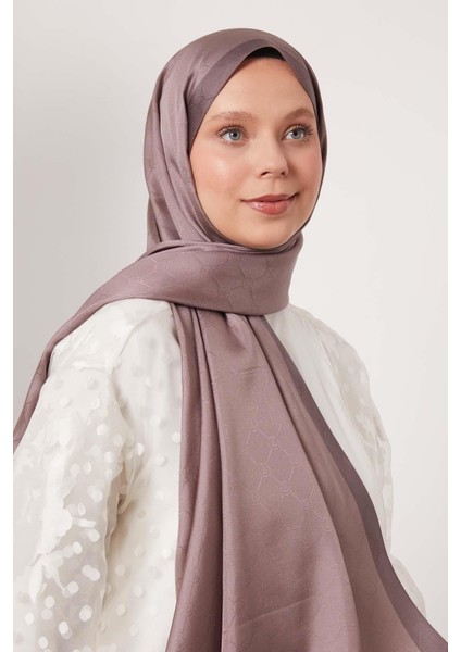 Leylak Petek Desen Monogram Ipek Şal