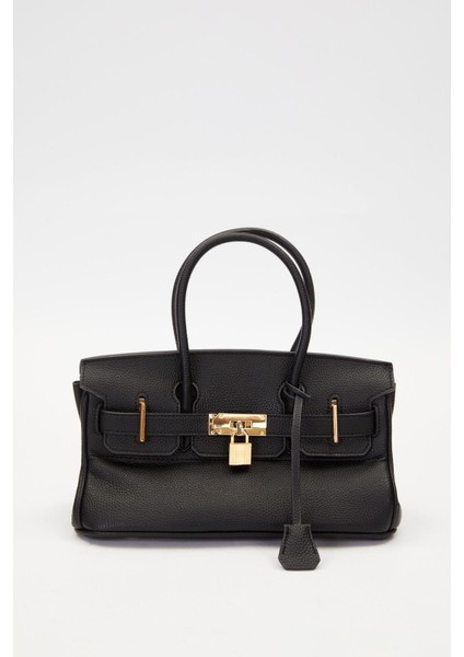 Siyah Aksesuar Detay Bölmeli El Çantası