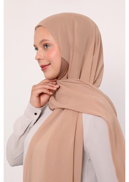 Karamel Büyük Hijap Şifon Şal modelleri
