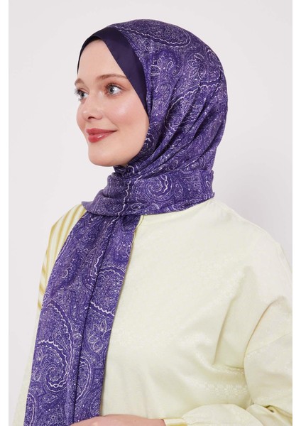 Mor Otantik Desen Hint Ipeği Şal