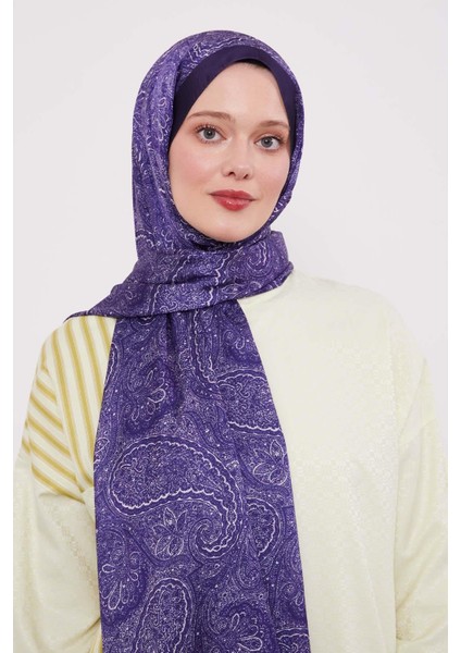 Mor Otantik Desen Hint Ipeği Şal modelleri