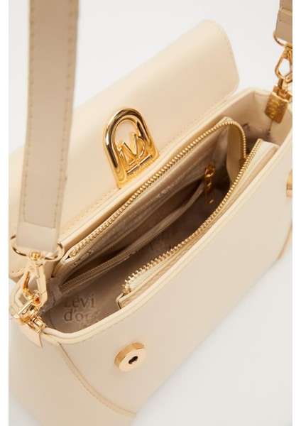 Krem Logo Detay Omuz Çantası modelleri