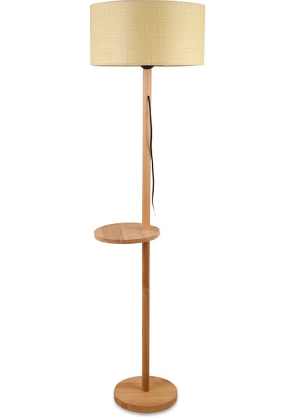 Lighting Oval Sehpalı Ahşap Lambader - Natürel / Krem - 150X40X40 cm fiyatları