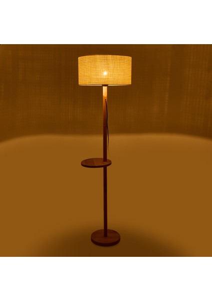 Lighting Oval Sehpalı Ahşap Lambader - Natürel / Krem - 150X40X40 cm modelleri