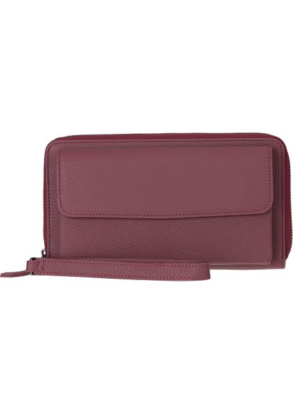 Aristo Hakiki Deri, El Yapımı, Telefon Bölmeli, Erkek El Çantası, Bordo