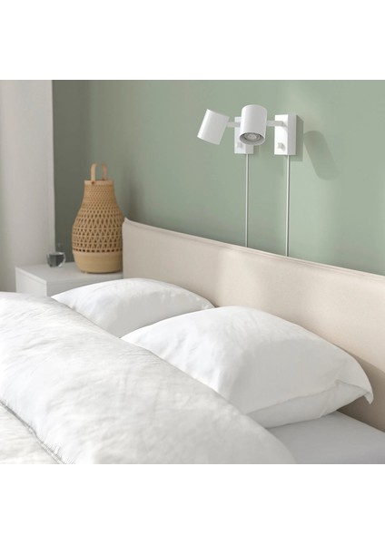 Kleppstad Karyola 140 x 200 CM Çift Kişilik Beyaz Bej Metal Çerçeve Yıkanabilir Başlık Kılıfı fiyatları